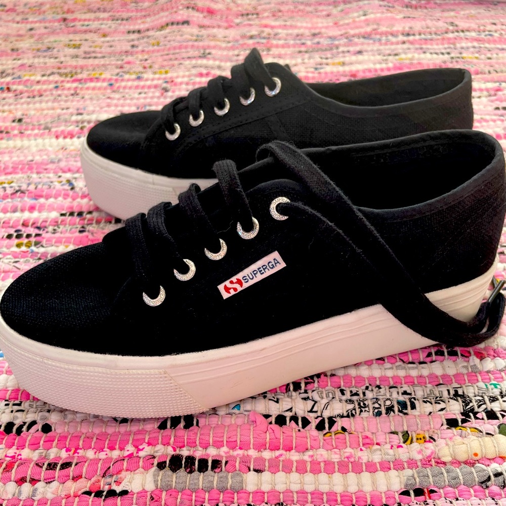 Superga platform sneakers in black